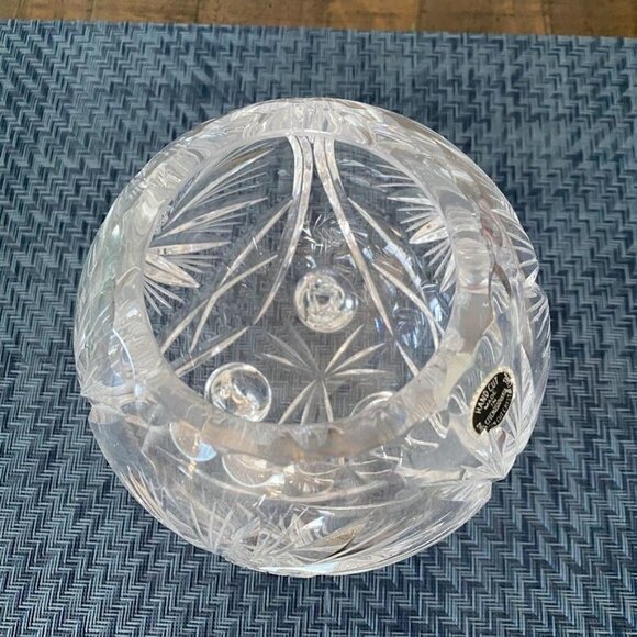 American Cut Crystal Corp Czech Footed Round Rose Vase - Picture 6 of 6